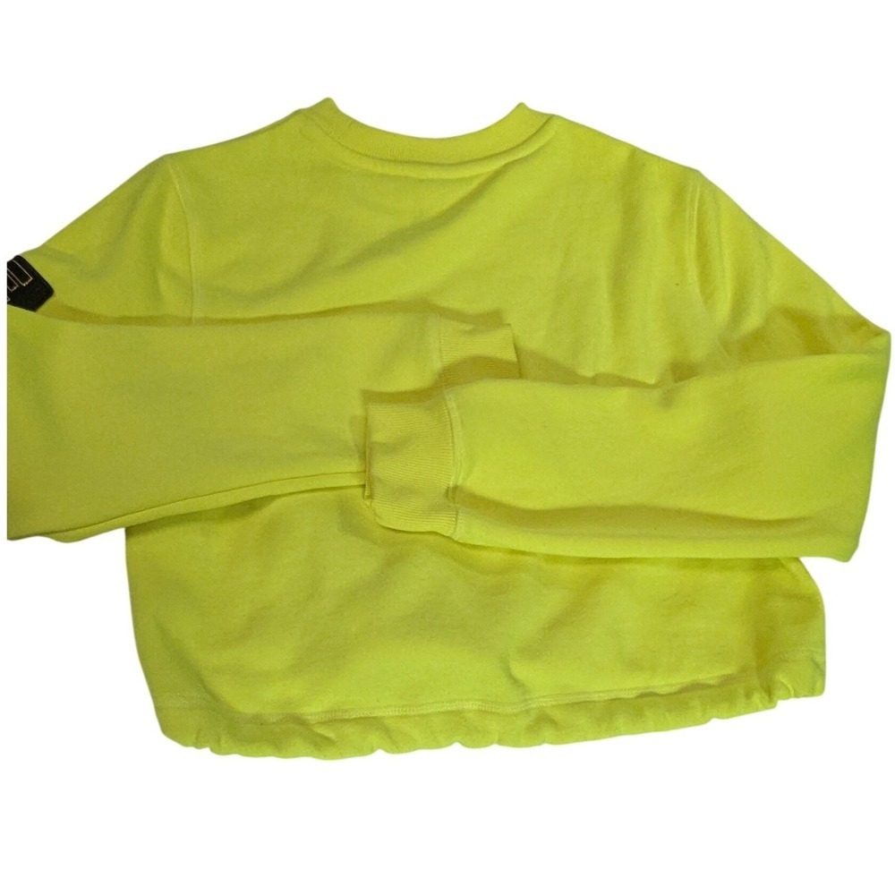 KITH x P.E NATION Cropped Sweatshirt Neon Lime Yellow Logo XS Athleisure Kithmas - Picture 2 of 13